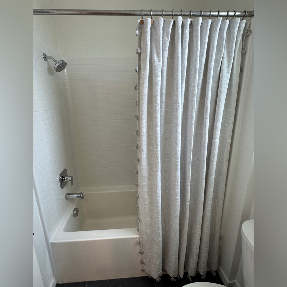 West Elm Stripe Jacquard Shower Curtain, Frost Gray, 72"x74" - Picture 3 of 10